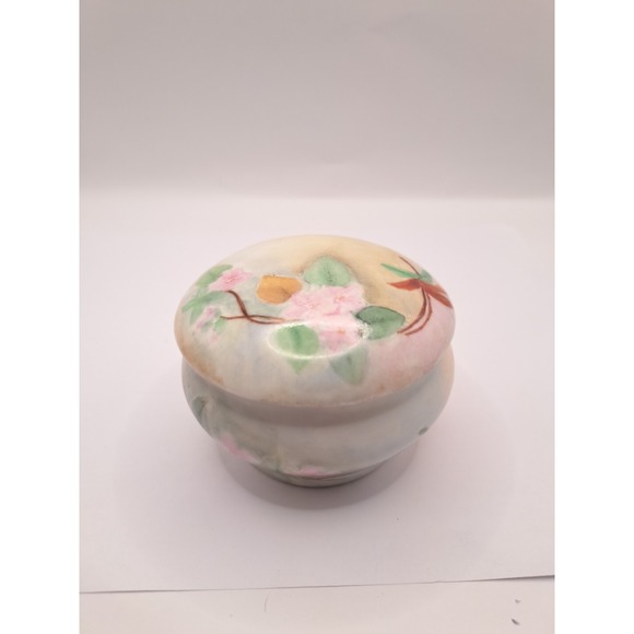 Antique La Seynie Limoges P&P France Pink Dogwood Handpainted Vanity Powder Dish - Picture 6 of 16